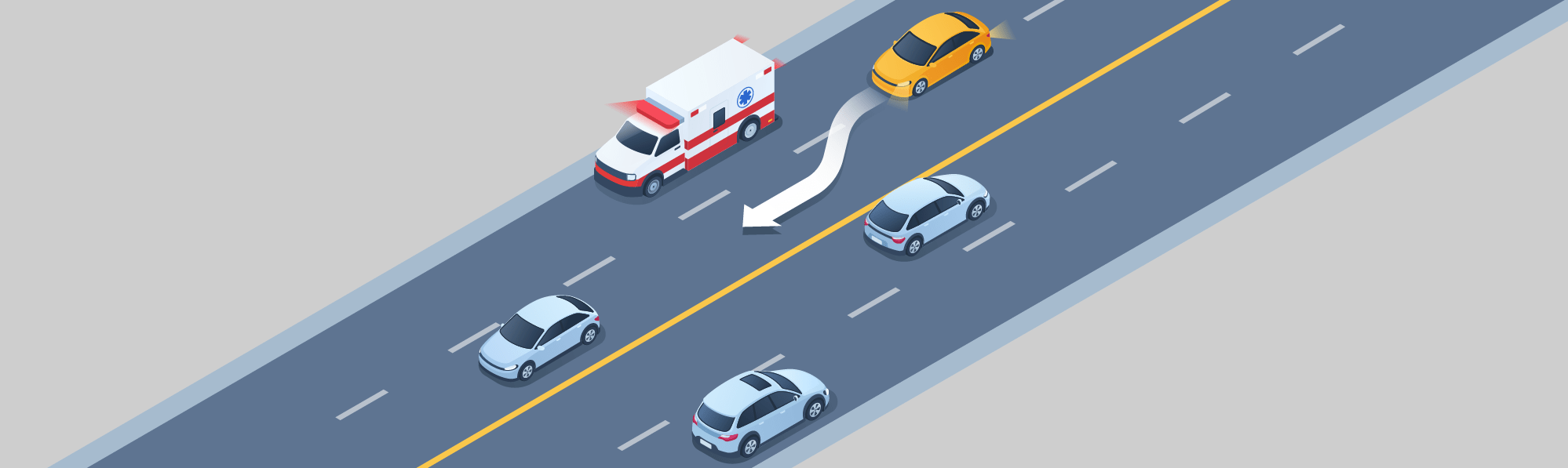 Dealing with particular situations - What should you do when approaching an emergency vehicle stopped with its red or blue lights flashing in the same direction you are traveling?